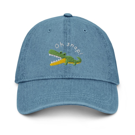 Embroidered Oh Snap Cap - Alligator Cap, Alligator Hat, Crocodile Cap, Crocodile Hat, Pun Cap, Pun Hat, Cute Denim Hat, Cute Alligator Cap