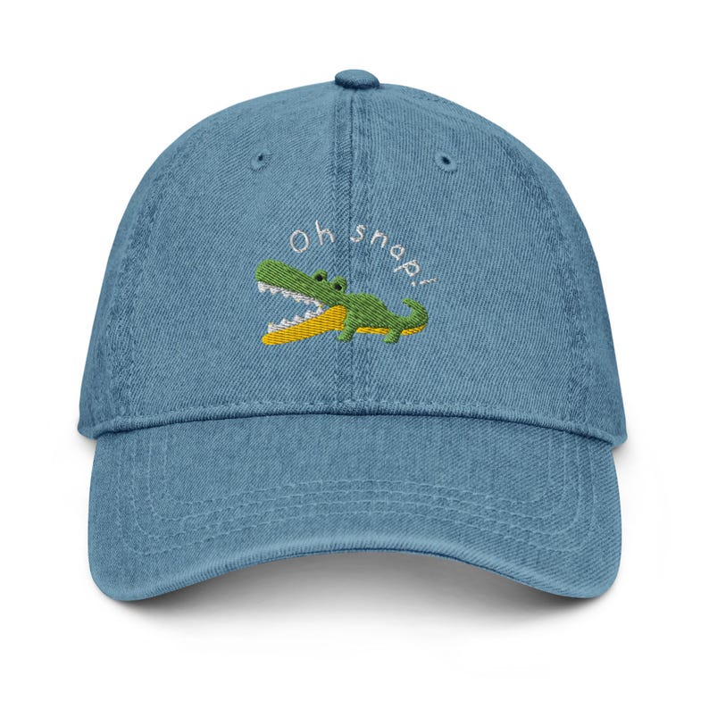 Embroidered Oh Snap Cap - Alligator Cap, Alligator Hat, Crocodile Cap, Crocodile Hat, Pun Cap, Pun Hat, Cute Denim Hat, Cute Alligator Cap