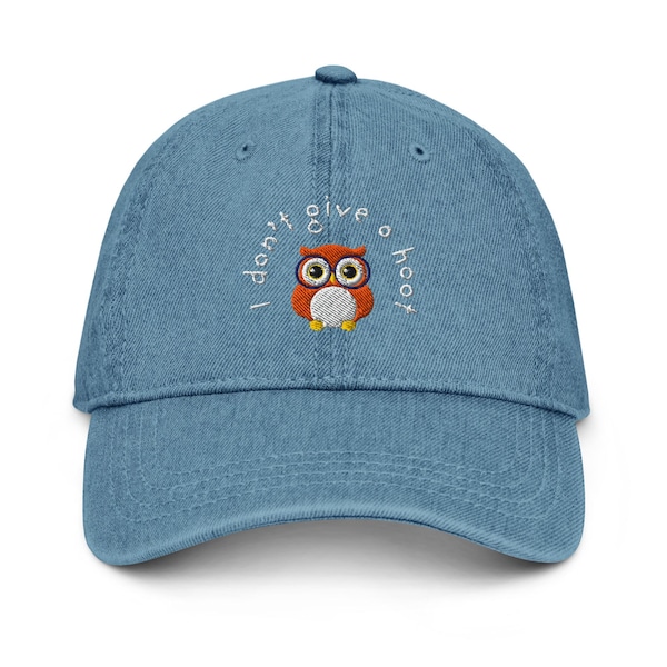 Gestickt gebe ich keinen Hoot Cap - Eulenmütze, Eulenmütze, Wortspielmütze, Wortspielmütze, süße Eulenmütze, süße Eulenmütze, Eulenliebhaber, Eulengeschenk, Eulengeschenk