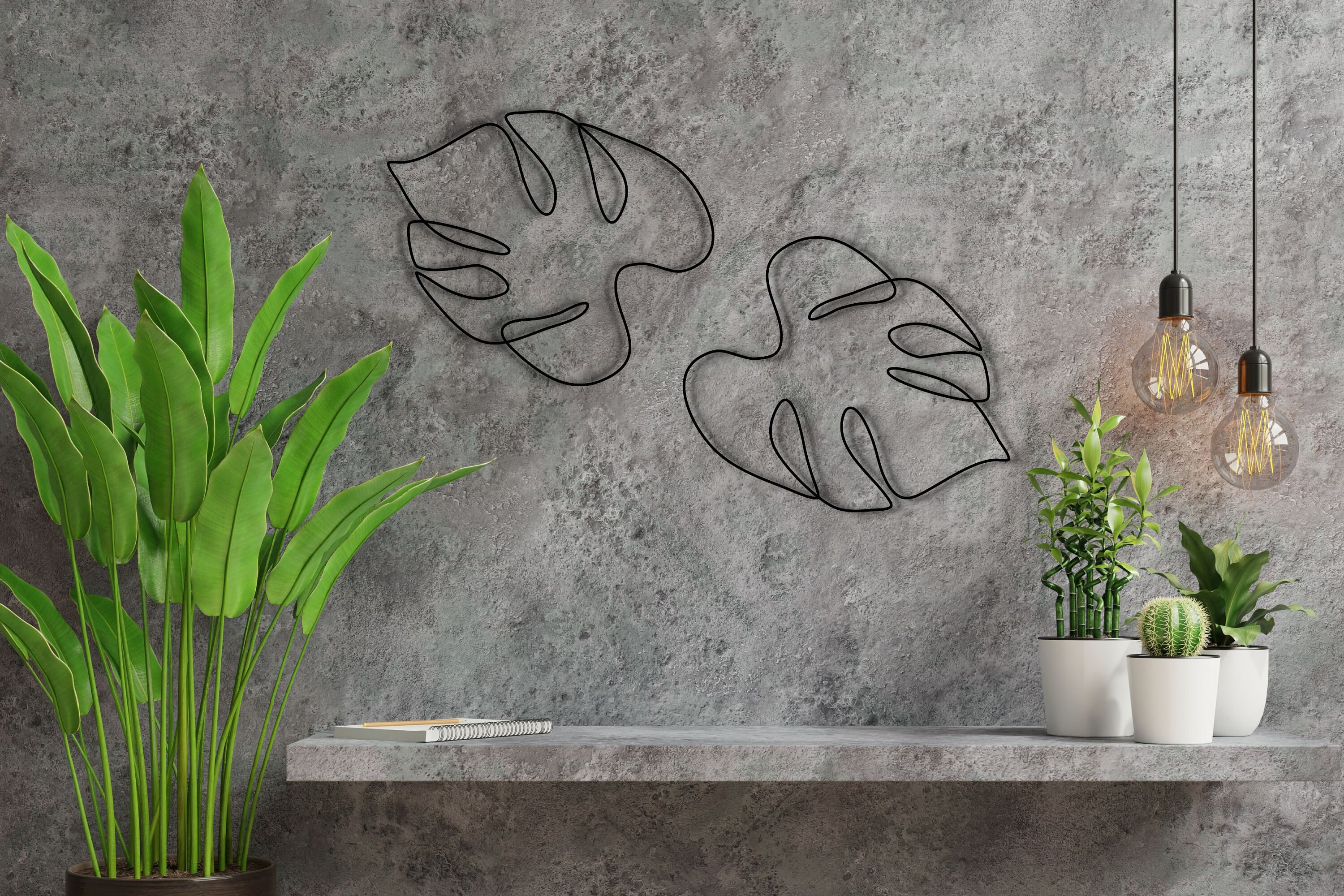 Monstera Leaf Metal Wall Art Monstera Wall Art Minimalist Etsy