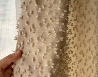 Linen Look Curtains For Bedroom, Rod Pocket , Grommet, Nursery Curtain, Custom Made Boho Curtain for Living Room, Fluffy Privacy Curtain