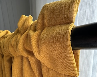 100% Blackout Chenille Curtains For Bedroom, Rod Pocket , Grommet, Nursery Curtain, Custom Made Boho Curtain for Living Room, Yellow Curtain