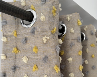 Linen Look Blackout Curtains: Kids Nursery Decor, Custom Pom Poms