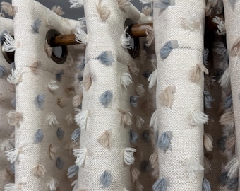 Linen Look Blackout Curtains: Kids Nursery Decor, Custom Pom Poms