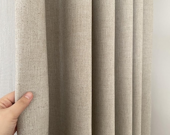 Blackout Custom Linen Curtains, Extra Wide, Rod Pocket, Grommet, Hook Ring Track