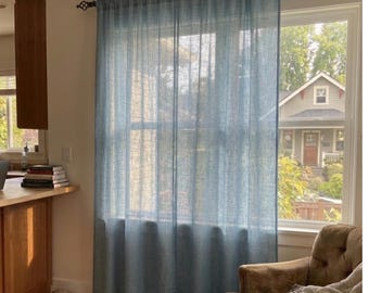 Extra Wide Linen Sheer Curtains, Rod Pocket, Grommet, Hook Options
