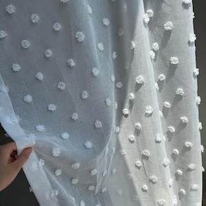 Pom Pom Sheer Curtain: Boho Nursery or Living Room Decor