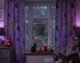 Custom Made Blackout Halloween Hocus Pocus Spooky Curtains, Halloween Decor