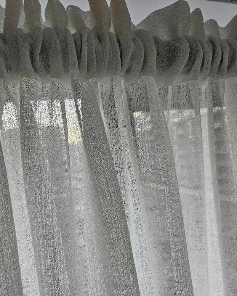 Extra Wide Linen Sheer Curtains, Canopy Bed Curtain, Bedroom Curtain, Living Room Curtain, Kitchen Drape, Rod Pocket Boho Curtains, Grommet