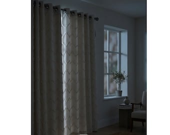 Linen Look Blackout Curtains: Fluffy Boho Style, Privacy Window Panel, Custom Nursery Curtains