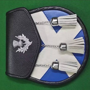 Scottish Kilt Sporran Saltire/Kilt Sporrans Thistle Crest Badge/Mens Sporrans 