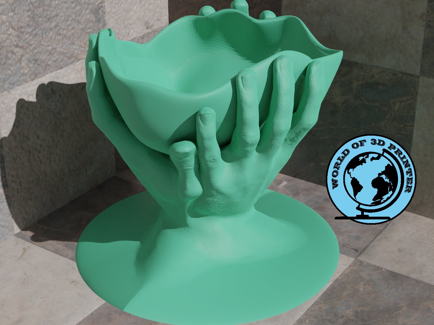 In the Palm Case Pot Stl, Hand Flowerpot Stl File, Handful Planterpot ...