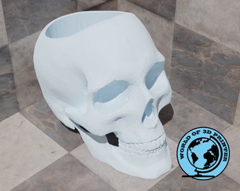Skull Planterpot Stl File, Skull Flowerpot Stl File, Stl File for 3d printers, 3d modelling, 3d printable items, Skull Penholder Stl File 3D