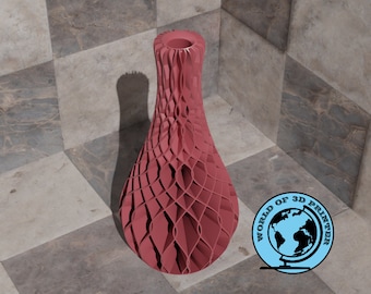 Patterned Vase STL File, 3D Printer Flowerpot Design