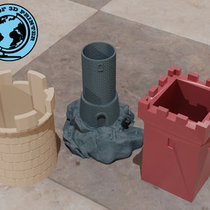 3 Castle Pot, Planter Stl File, Tower Flower pot Stl File, For 3d Printers Vase Desings,  For Home Decor Vase Stl File, Succulent pot stl