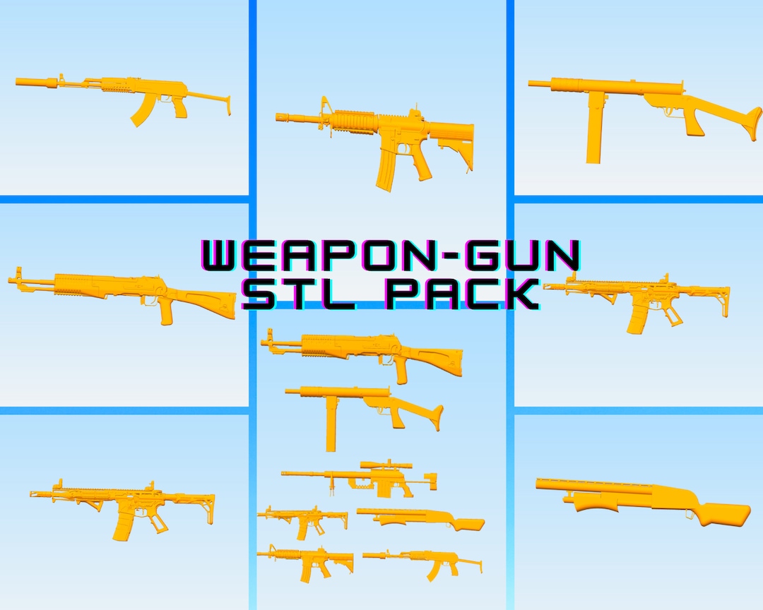 Weapons 3D Printable Stl Pack, Weapon Gun Pistol Stl, Riffle 3D Model ...