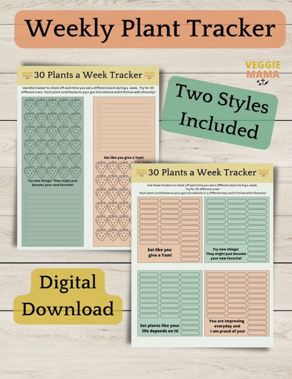 30 Plants a Week Tracker; Plant Diversity Tracker; Plant Based Eating Two  Different Styles Included for Immediate Digital Download - Etsy