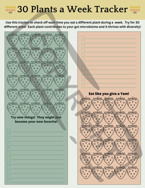 30 Plants a Week Tracker; Plant Diversity Tracker; Plant Based Eating Two  Different Styles Included for Immediate Digital Download - Etsy