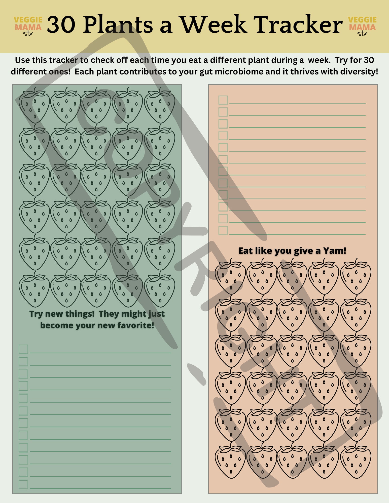 30 Plants a Week Tracker; Plant Diversity Tracker; Plant Based Eating Two  Different Styles Included for Immediate Digital Download - Etsy