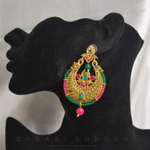 Sabyasachi Meenakari Oxidized gold plated multicolour faux pearl Drop Jhumki light chaandbali Earrings| Pakistani Jewelry |Indian Jhumka
