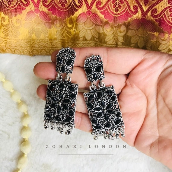 Total Fashion Handmade Jewellery Black Metal Oxidised Big Jhumka Earring  For Women & Girls : Amazon.in: Fashion
