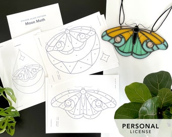 Pattern - Moon Moth for Stained Glass - PERSONAL | Suncatcher | Bundle | Star | Butterfly | Printable | Template