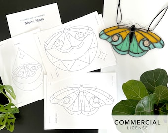 Pattern - Moon Moth for Stained Glass - COMMERCIAL | Suncatcher | Bundle | Star | Butterfly | Printable | Template