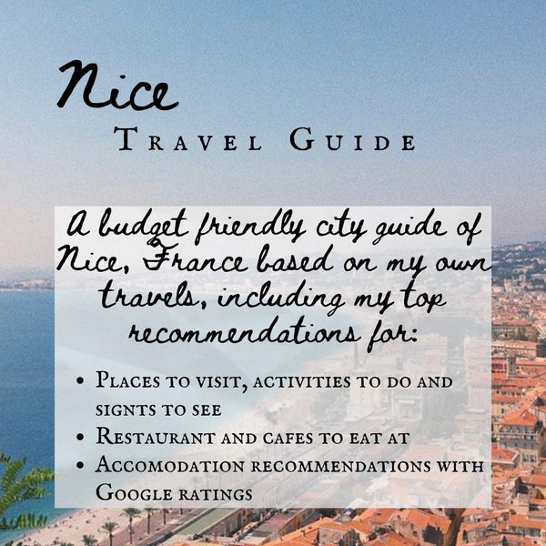 Nice, France Travel Guide Printable // Budget City Break Itinerary Digital Download - Where To Go, Eat & Stay