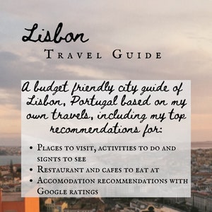 Guide de voyage de Lisbonne, Portugal imprimable // Budget City Break Itinéraire Téléchargement numérique - Où aller, manger et rester