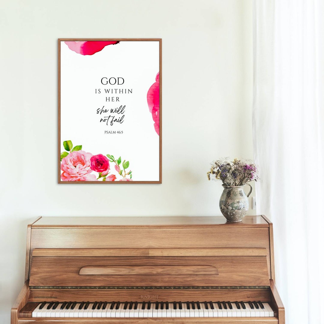 Psalm 46:5 Bible Verse Wall Art Baptism Farmhouse Christian Scripture ...