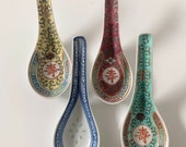 Set of 12 Vintage Chinese soup spoons jingdezhen Mun shou longevity design ceramic porcelain Wholesale