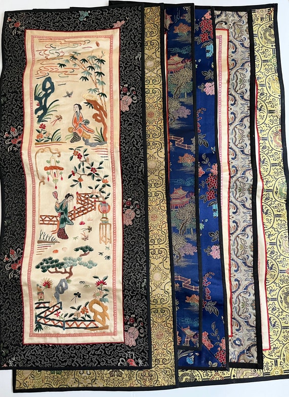 Asian Embroidered Silk Like Table Runners Etsy