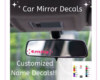 Custom name on car mirror decal  Mirror Sticker Rear view mirror  Car decal sticker  Car accessories  Name on car mirror