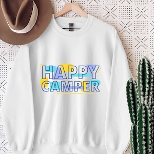 Camping Sweatshirt, Comfort Colors Happy Camper Sweater, Hiking Sweatshirt, Adventure Sweater, Cute Gift for Nature Lovers, Outdoor Sweater