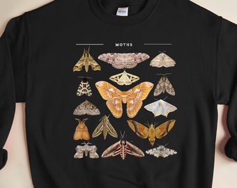 Moth Sweatshirt, Cottagecore Shirt, Bug Sweat, Aesthetic Sweat, Insect Sweater, Moths and Butterflies T-shirt, Dark Academia Sweatshirt,