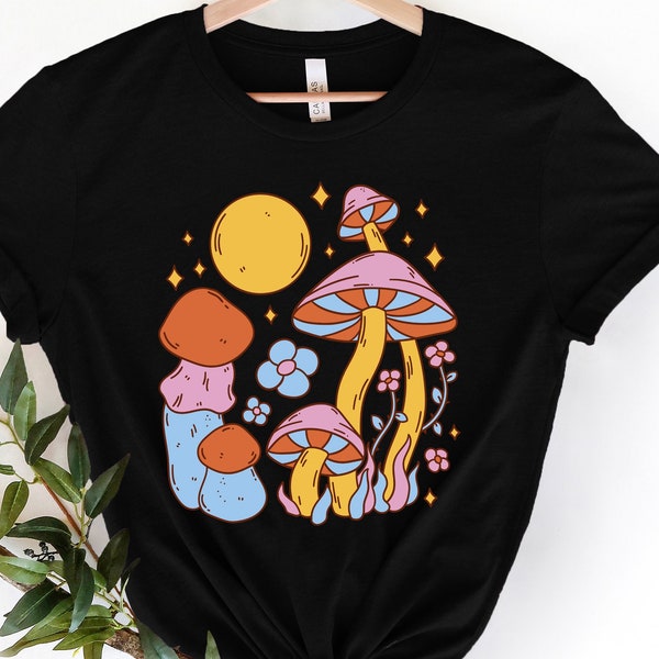 Hippie Mushrooms Shirt, Mushroom T-Shirt, Hippie Shirt, Nature Lover Gift, Psychedelic Shrooms Shirt, Magic Mushroom Tee,Hippie Clothes