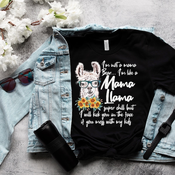 I'm Mama Lama T-shirt,  Cute Sunflowers And Lama Graphic Tee for Women, Mama Gift,Mothers Day Gift, Funny Llama Shirt for Women