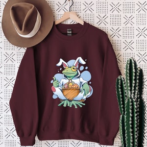 Happy Easter Day, Frog Sweatshirt, Frog With Bunny Ears Sweater, Easter Family Matching Sweatshirt, Gift For Easter, Bunny Sweatshirt