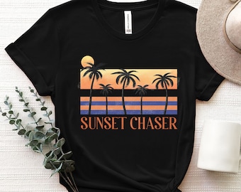 Vintage Sunset Chaser T-shirt, Summer Shirt, Beach Trip Gift, Sun Tee, Gift for Friend, Hiking Shirt, Camping Lover Tshirt,Funny Summer Tee