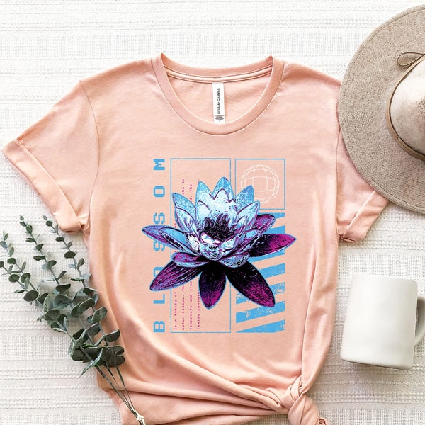 Lotus Blossom T-shirt, Meditation T-shirt, Zen Shirt, Yoga Gift, Yoga Clothing, Metallic Yoga Lotus Blossom, Cute Gift for Women,