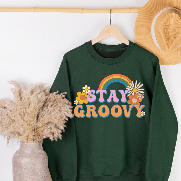 Sweatshirt - HIPPIE DAY rainbow - Colorful hippie print