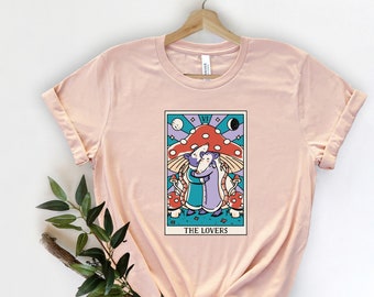 Comfort Colors Tarot Card Shirt, The Lovers Possum Shirt, Women Tarot Card T Shirt, Valentine Gifts, Mystical Shirt, Cottagecore Shirt