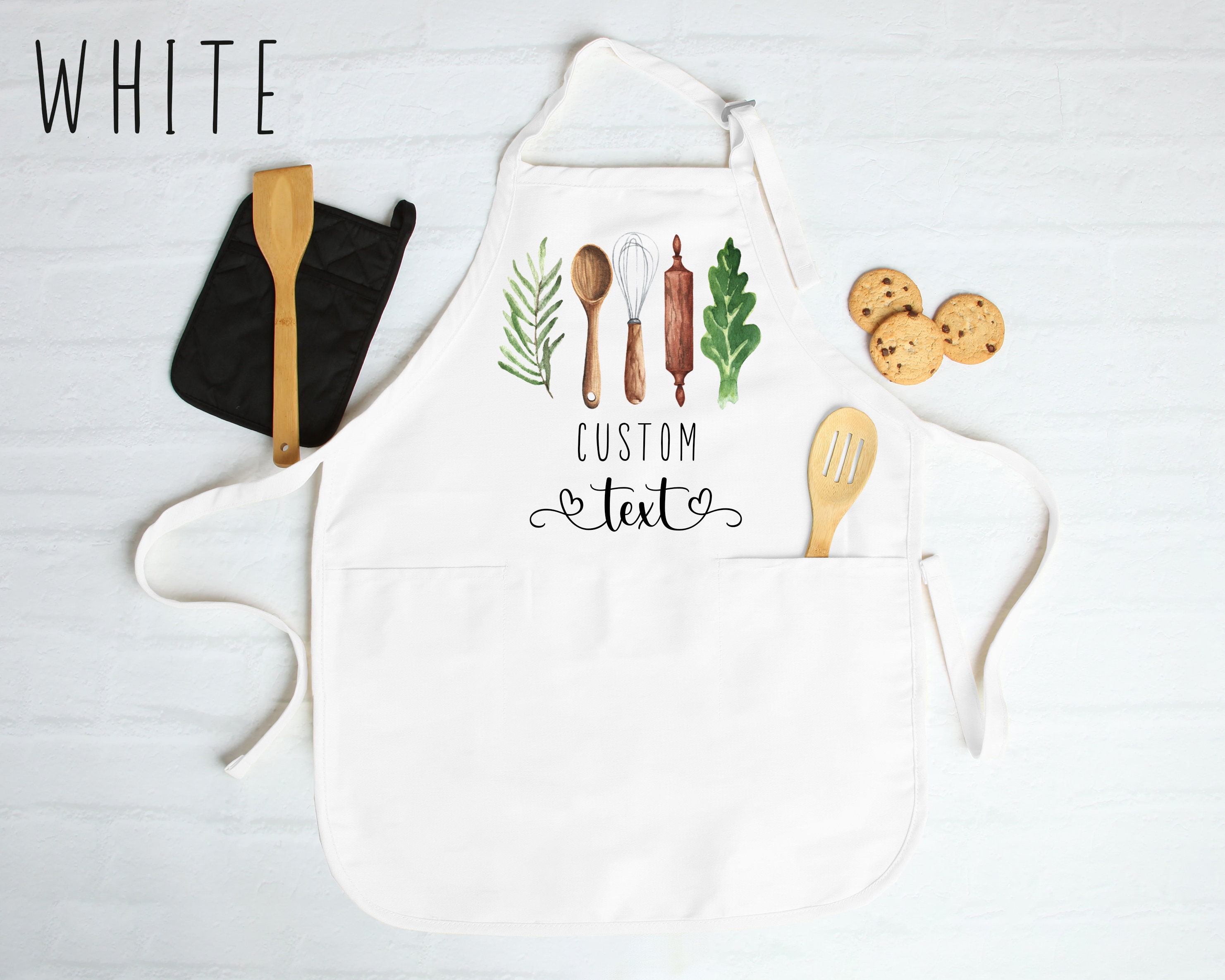 Personalized Apron for Women, Custom Mother&#39;s Day Gift, Kitchen Apron for Grandmother, Personalized Gift for Mom, Custom Printed Apron