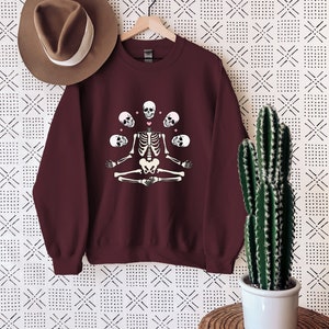 Skeleton Yoga Sweatshirt, Yoga Skeleton Apparel, Aesthetic Chakra Sweatshirt, Fitness Clothes, ,Yoga Gifts, Namaste Sweatshirt, Gift Ideas