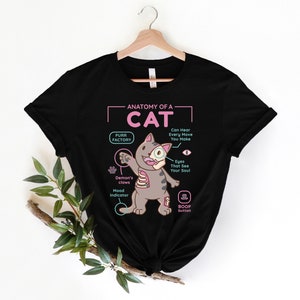 Anatomy Of A Cat T-shirt, Cute Gift for Cat Owner, Funny Animal Shirt, Cat Mom Shirt, Aesthetic Graphic Shirt, Anime Cat Lovers Tee,