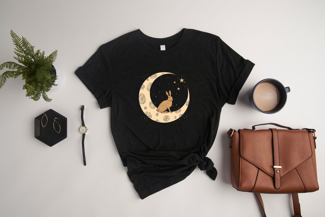 Magic Moon Phase Rabbit Shirt, Bunny Shirt, Ladies Easter Bunny Shirt ...