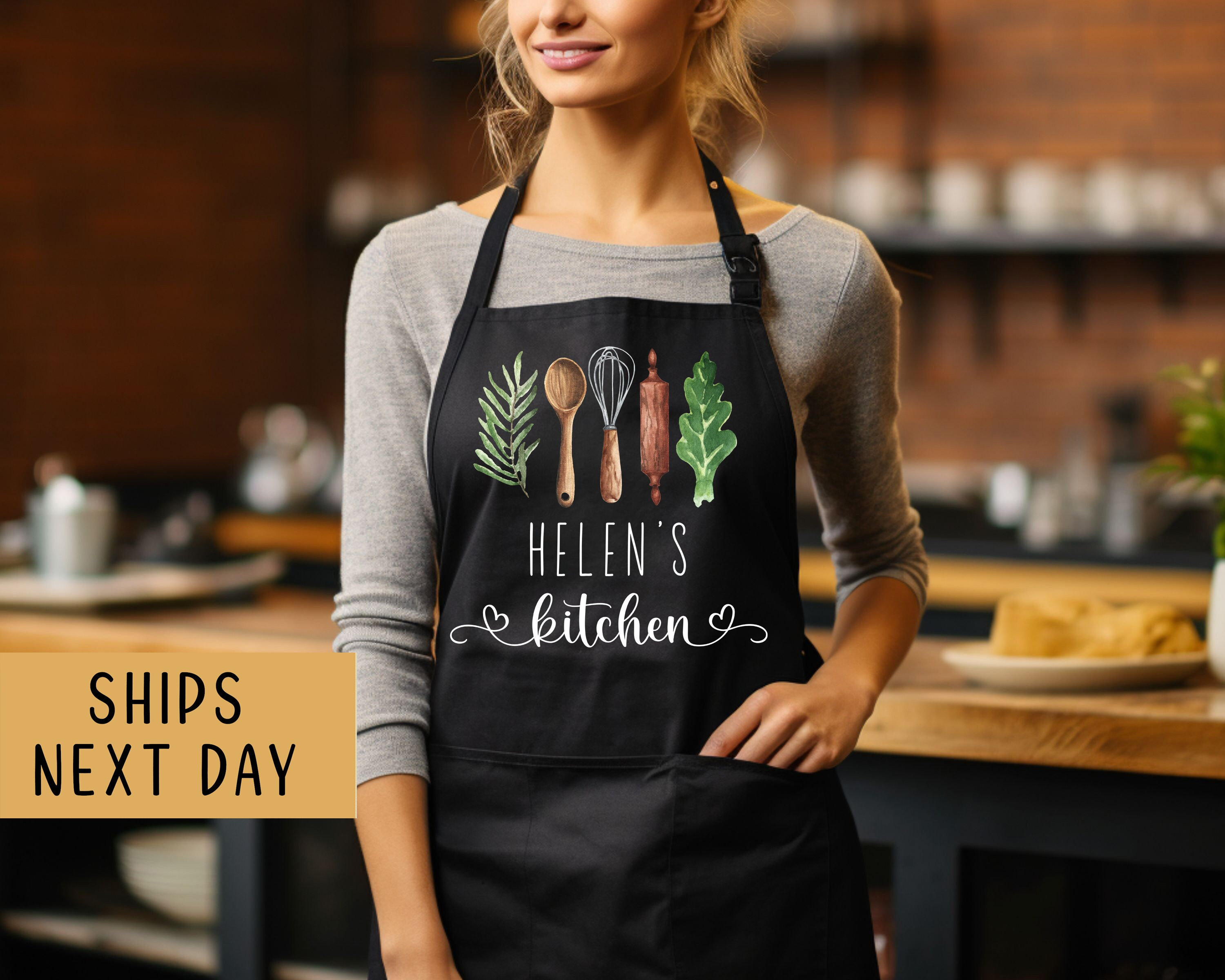 Personalized Apron for Women, Custom Mother&#39;s Day Gift, Kitchen Apron for Grandmother, Personalized Gift for Mom, Custom Printed Apron