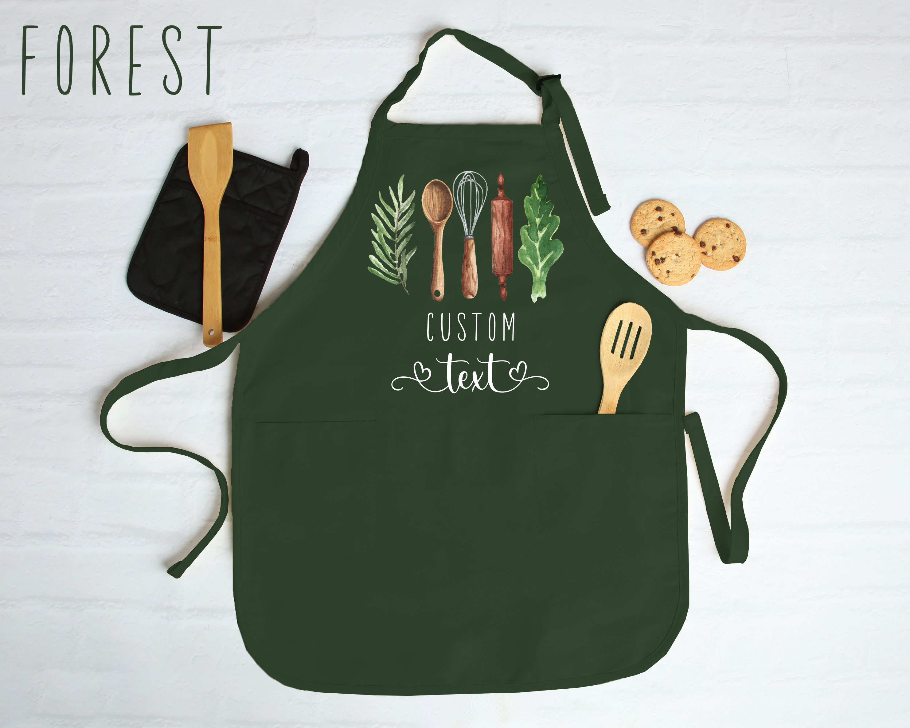 Personalized Apron for Women, Custom Mother&#39;s Day Gift, Kitchen Apron for Grandmother, Personalized Gift for Mom, Custom Printed Apron