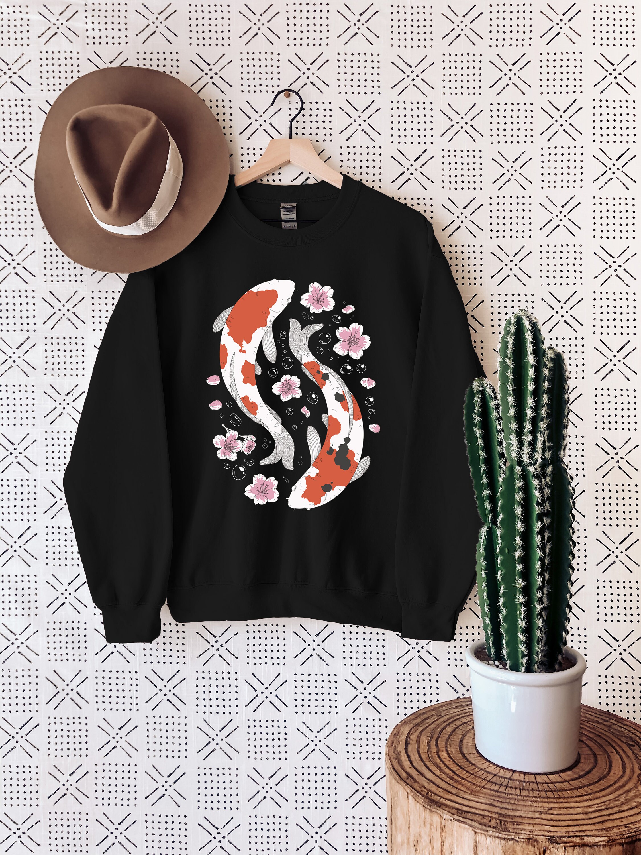 Koi Fish Sweater Koi Ying Yang Fish Sweatshirt Japanese - Etsy