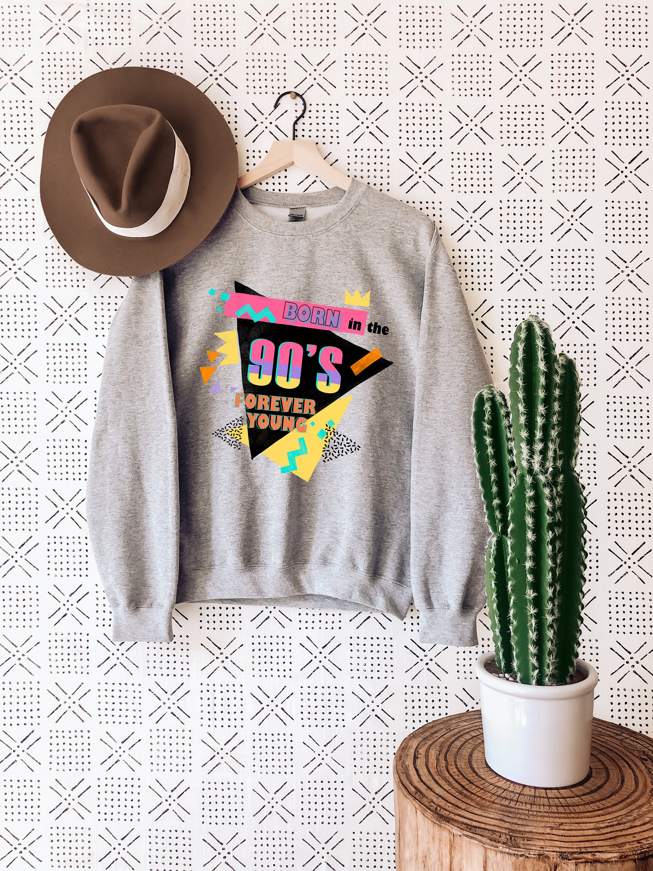 BEYOND CLOSET ♥ cotton vintage print 90's sweatshirt Born in the 90s Forever Young Sweatshirt, Womens Retro